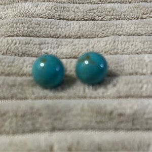 Sterling Silver Turquoise Round Stud Earrings